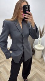 Pilkas įliemenuotas švarkas - Image 4