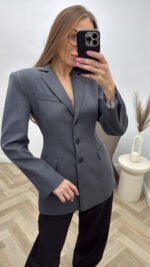 Pilkas įliemenuotas švarkas - Image 2