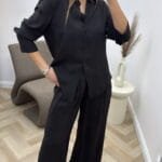 Juodas Lumina kostiumas - eko odos kostiumas