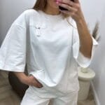 Balti oversize marškinėliai