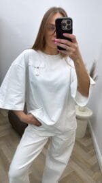 Balti oversize marškinėliai