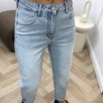 Džinsai Mom Fit Light Blue