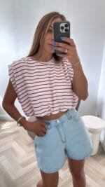 Marškinėliai Crop Stripe