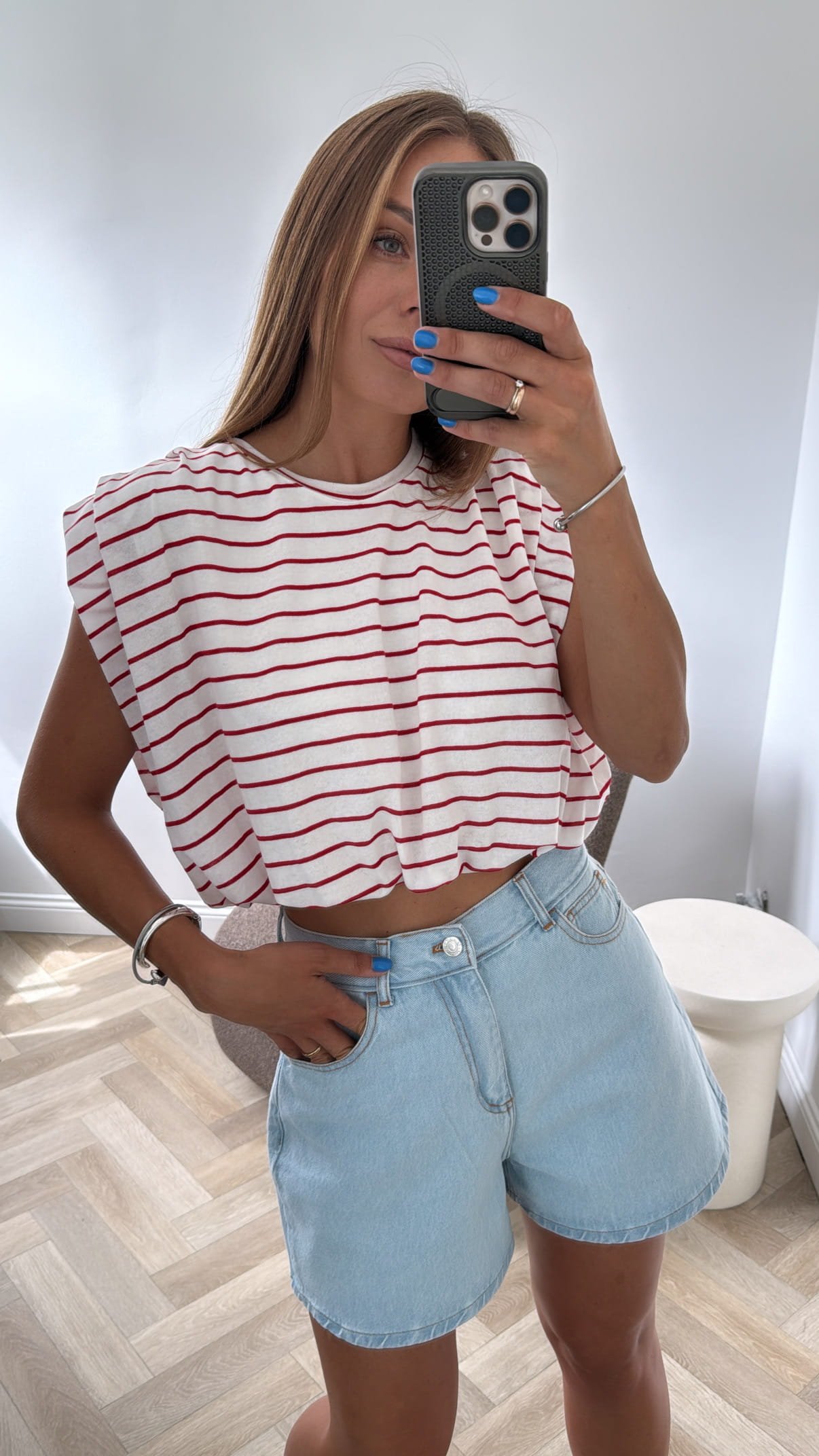 FYHJ8302 Marškinėliai Crop Stripe - Image 1