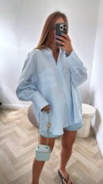 Lininiai marškiniai Blue Long