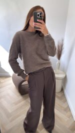 Megztinis Lana Beige Round Neck - Image 3