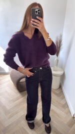 Megztinis Lana Purple V Neck - Image 3