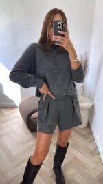 Megztinis Lana Grey Round Neck - Image 4