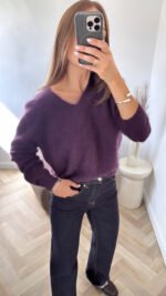 Megztinis Lana Purple V Neck - Image 2