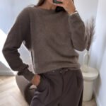 Megztinis Lana Beige Round Neck