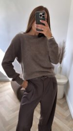 Megztinis Lana Beige Round Neck